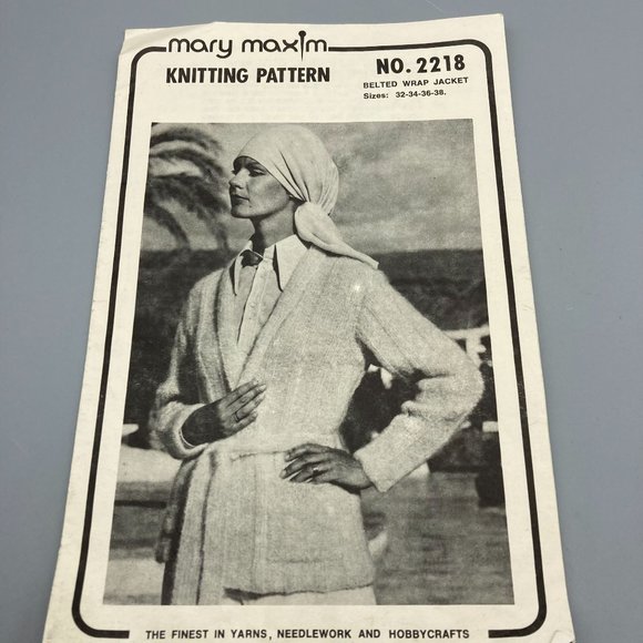 Vintage Mary Maxim Patterns, Ladies Belted Wrap Jacket No 2218, 1950s Iconic - Picture 1 of 2